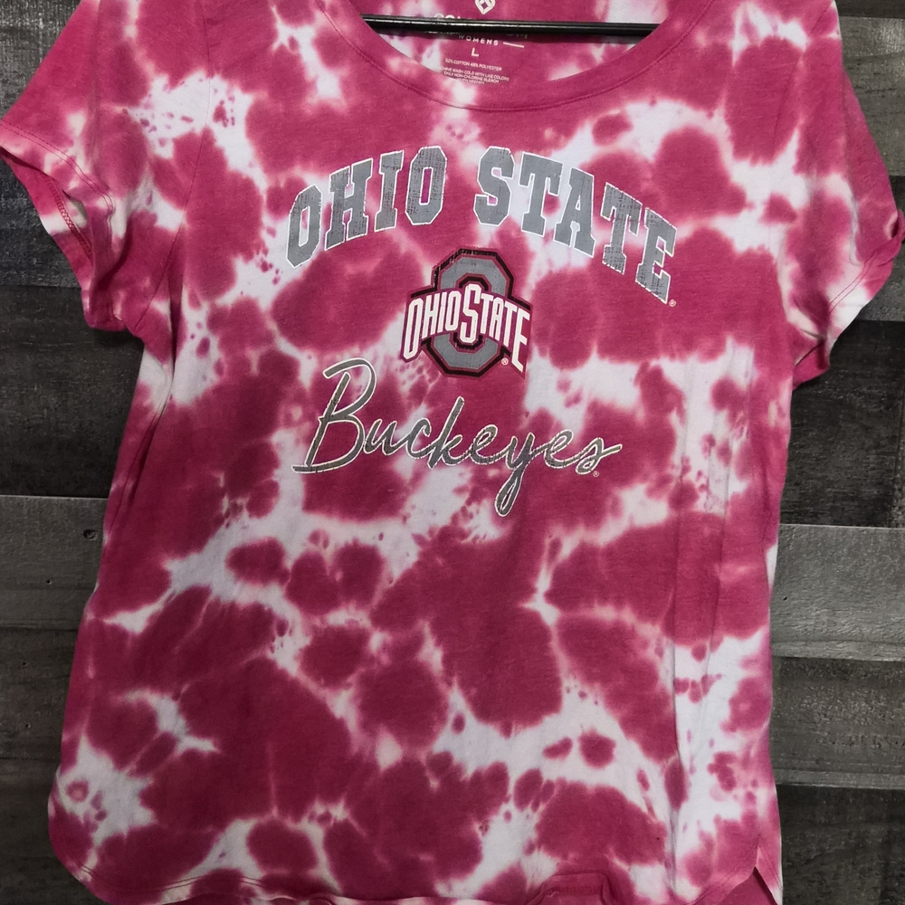 Colosseum Pink Tie-Dye Ohio State Tee